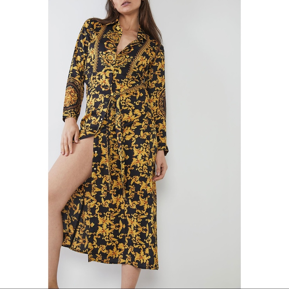 Bardot Black and Gold Baroque Maxi Dress